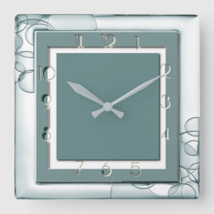 Art Deco Mint Fyrkantig Klocka