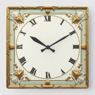 Art Deco Mint Fyrkantig Klocka