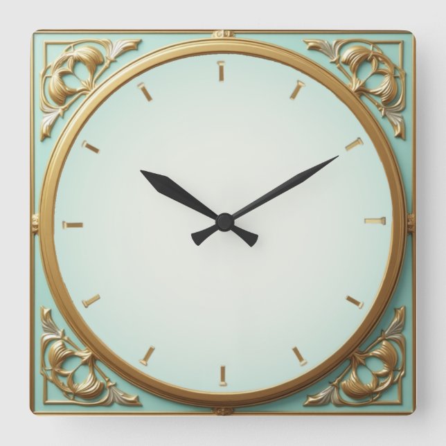 Art Deco Mint Fyrkantig Klocka (Framsida)