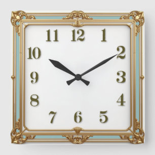 Art Deco Mint Fyrkantig Klocka