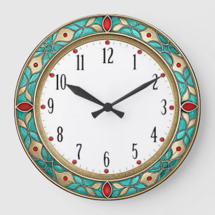 Art Deco Mint Vägg Stor Klocka