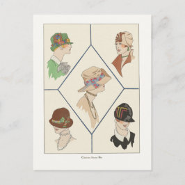 Art Deco Mode Design Women in Hats, 1920-talet Vykort