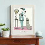 Art Deco Mode Javier Gose Poster<br><div class="desc">Ett mode poster med konstdeoillustrationen IL A ÉTÉ PRIMÉ - Robe du Soir (Evening Dress) av Francisco Javier Gosé (1876-1915),  en spansk illustratör. En digitalt förbättrad bild av en kvinna på en kvällsgrav som petar hennes hund.</div>