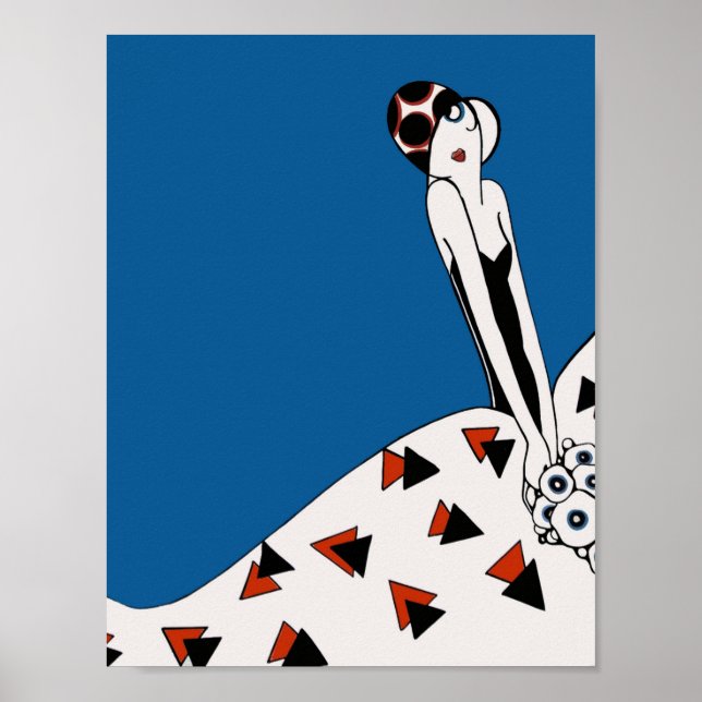 Art Deco Mode Kvinna  – Vintage Geometrisk  Poster (Framsidan)