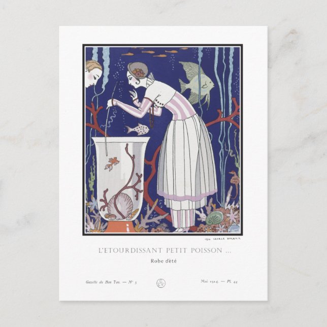 Art Deco Mode Plate av George Barbier Postcard Vykort (Framsida)