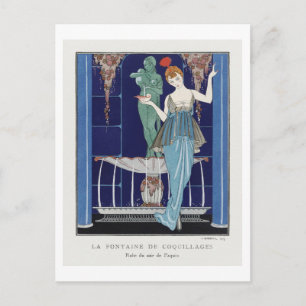 Art Deco Mode Plate of Evening Gown by Barbier Vykort