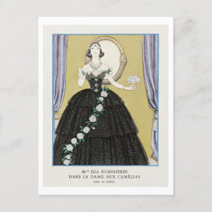 Art Deco Mode Plate of Evening Gown by Barbier Vykort