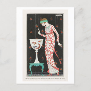 Art Deco Mode Plate of Evening Gown by Barbier Vykort