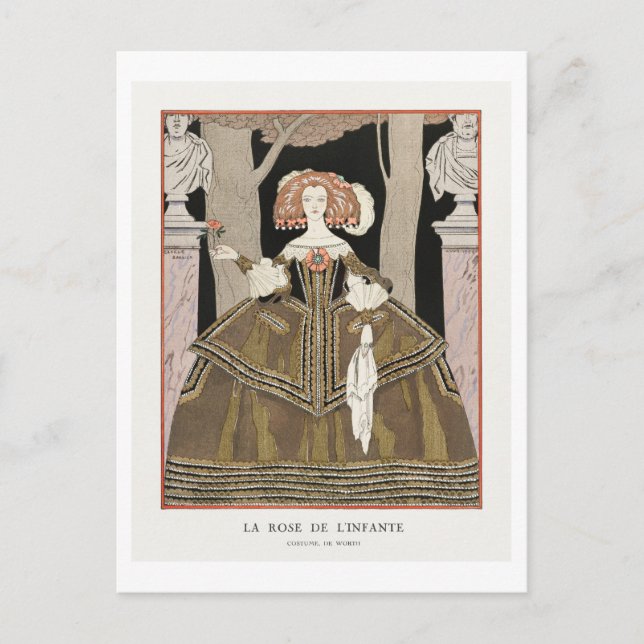 Art Deco Mode Plate of Evening Gown by Barbier Vykort (Framsida)