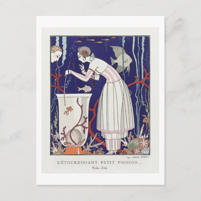 Art Deco Mode Plate of Summer Dress av Barbier Vykort (Framsida)