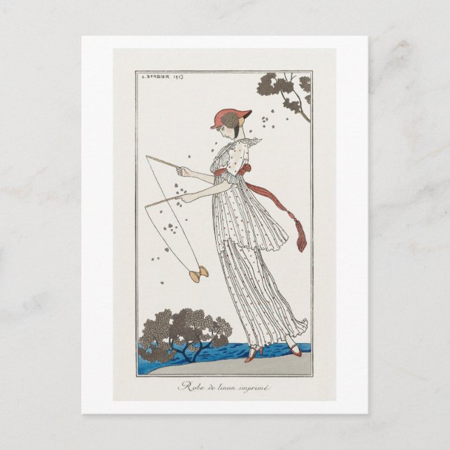 Art Deco Mode Plate of Summer Dress av Barbier Vykort (Framsida)