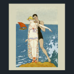 Art Deco Mode Poster<br><div class="desc">En fantastisk vintage Art Deco poster att visa ett par på stranden. Glädjande för badrummet.</div>