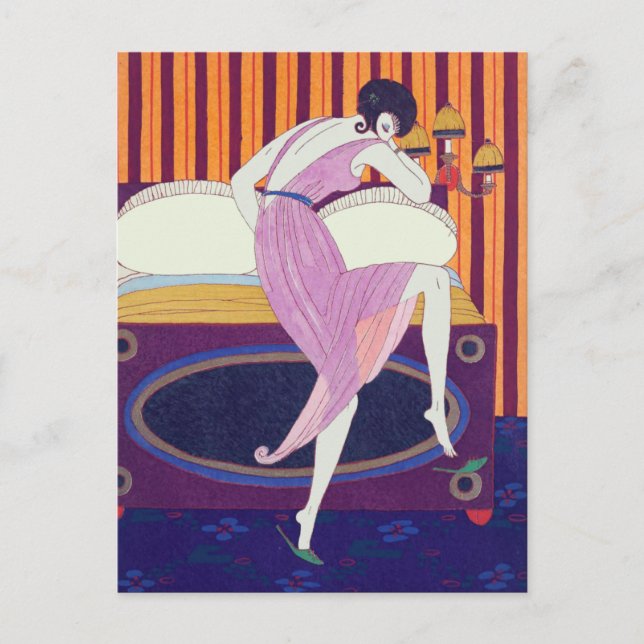 Art Deco Mode Teckning av George Barbier Vykort (Framsida)