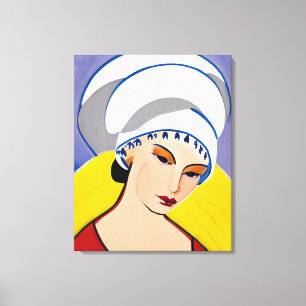 Art Deco Modern Dam i Turban Canvastryck