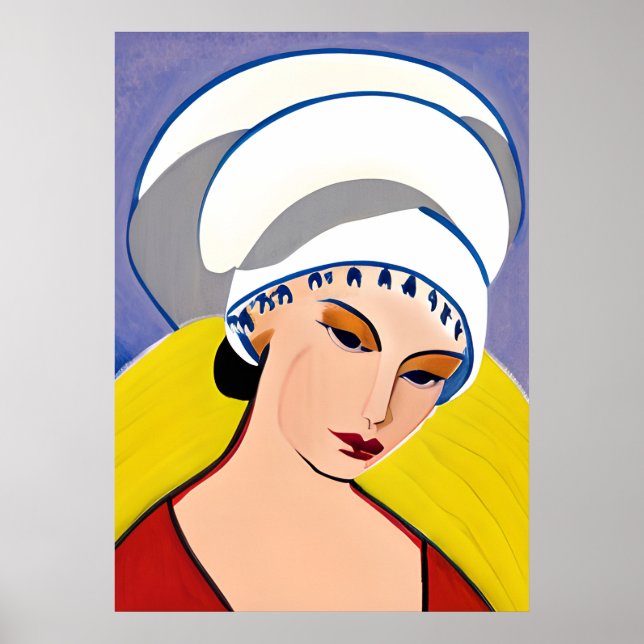 Art Deco Modern Dam i Turban Poster (Framsidan)
