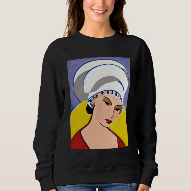 Art Deco Modern Dam i Turban T Shirt (Framsida)