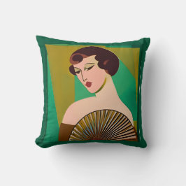 Art Deco Modern Dam med Fläkt Kudde