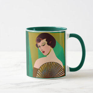 Art Deco Modern Dam med Fläkt Mugg