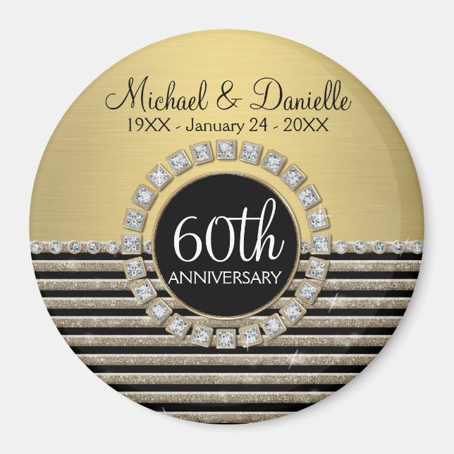 Art Deco Modern Vågrät Rand Glitter Magnet (Framsidan)