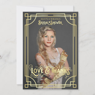 Art Deco Möhippa Kärlek och tack foto Kort