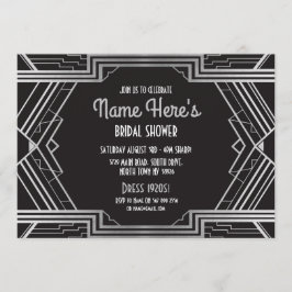 Art Deco Möhippa Party Gatsby Silver Inbjudningar