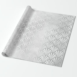 Art Deco Monochrom Silver Grått Scales Seashells Presentpapper
