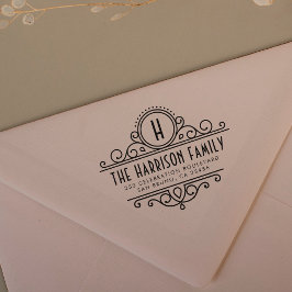 Art Deco Monogram | Anpassat namn och Returadress Stämpel