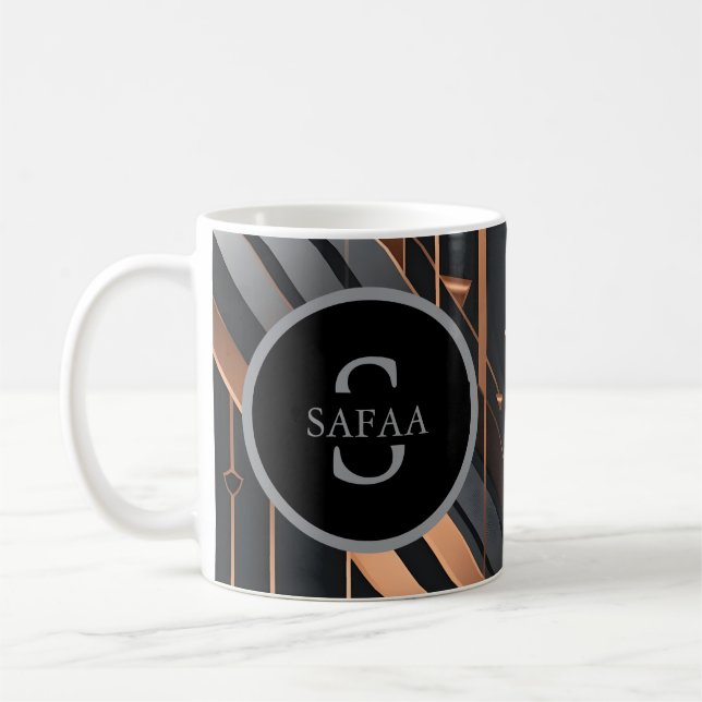 Art Deco Monogram Circle Name Design Kaffemugg (Vänster)