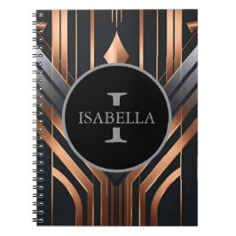 Art Deco Monogram Cirkel Namn Design Anteckningsbok