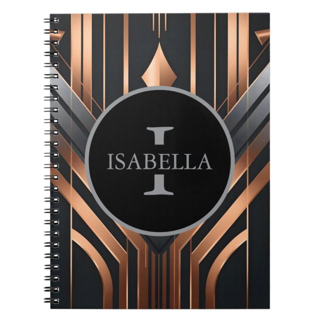 Art Deco Monogram Cirkel Namn Design Anteckningsbok (Framsidan)