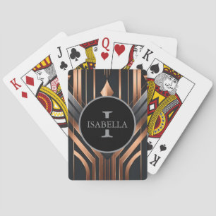 Art Deco Monogram Cirkel Namn Design Casinokort