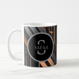 Art Deco Monogram Cirkel Namn Design Kaffemugg