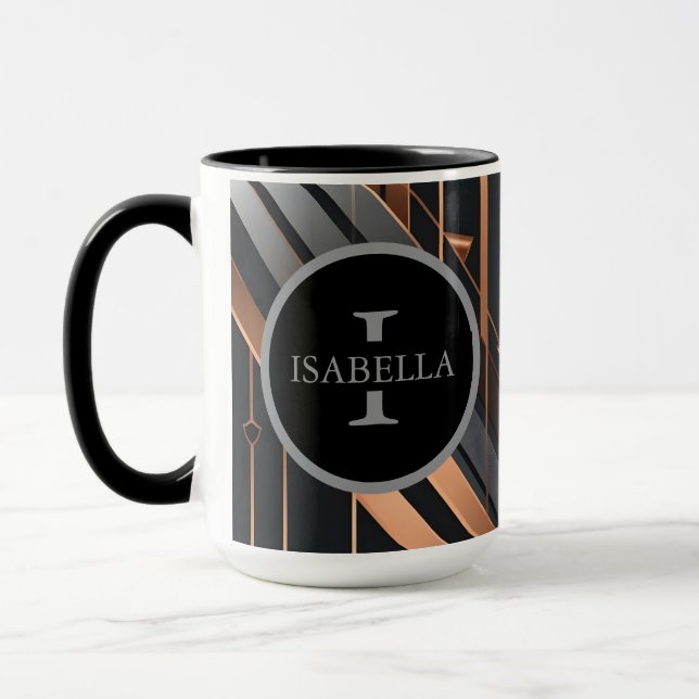 Art Deco Monogram Cirkel Namn Design Mugg (Vänster)