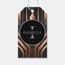 Art Deco Monogram Cirkel Namn Design Presentetikett