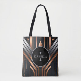 Art Deco Monogram Cirkel Namn Design Tygkasse