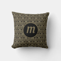 Art Deco Monogram Guld Black