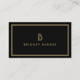 ART DECO MONOGRAM INITIAL LOGOTYP I GULD och BLACK Visitkort