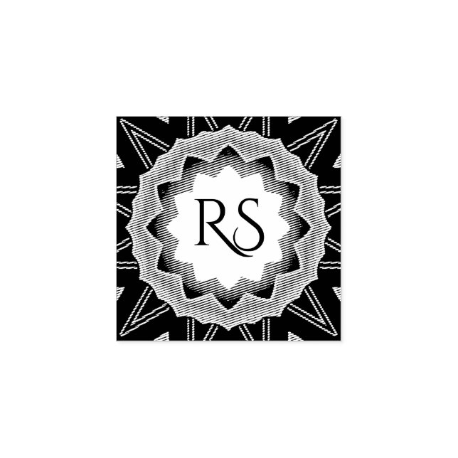 Art Deco Monogram Trä Konst Stämpel (Tryck)