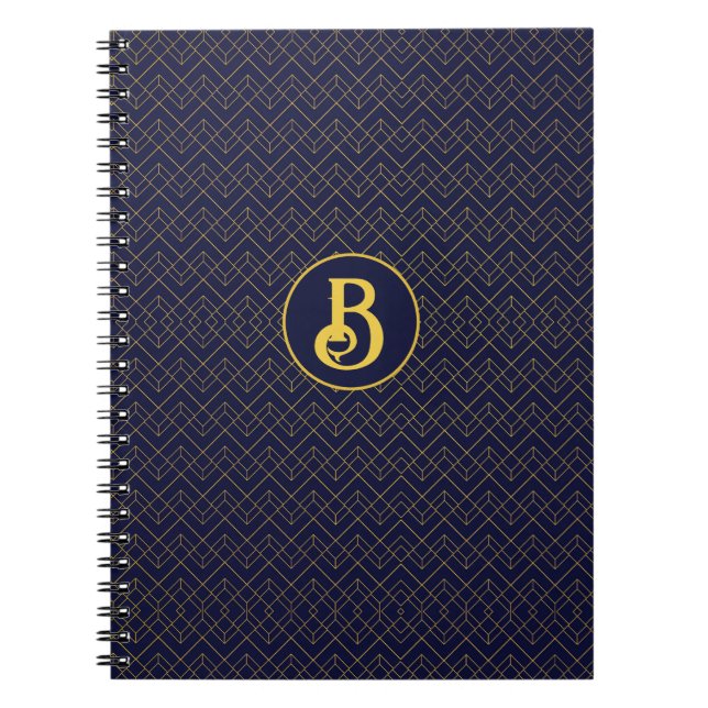 Art Deco Monogrammed Anteckningsbok (Framsidan)