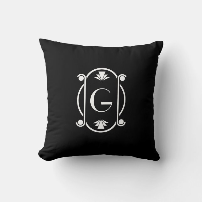 Art Deco Monogrammed Kudde (Framsida)