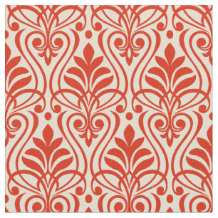 Art Deco Mönster 01 - Dali's Red on Off-White Tyg