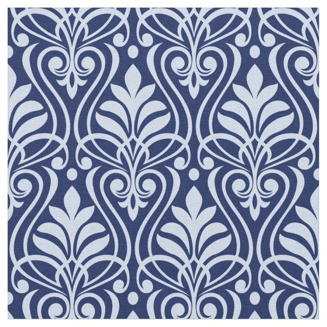 Art Deco Mönster 01 - Lavender Blue på Mörk blått Tyg (Närbild)