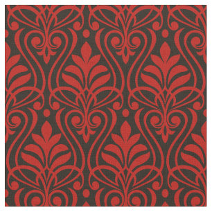 Art Deco Mönster 01 - Milano Red on Black Tyg