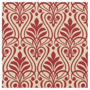 Art Deco Mönster 01 - Mörk Red on Off-White Tyg