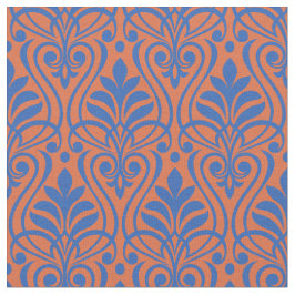Art Deco Mönster 01 - Prussian Blue på Orange Tyg