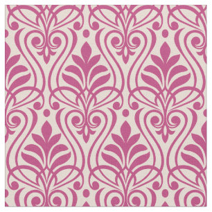 Art Deco Mönster 01 - Rosa av hallon på Ljusa rosa Tyg