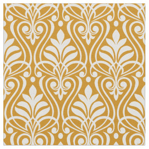 Art Deco Mönster 01 - Vit om Deco Guld 2 Tyg