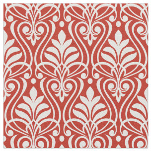 Art Deco Mönster 01 - Vit om Persian Red Tyg
