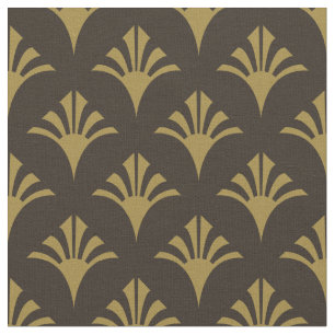 Art Deco Mönster 02 - Deco Guld på Deco Black Tyg