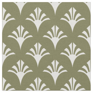 Art Deco Mönster 02 - Vit om Grönten i Camouflage Tyg